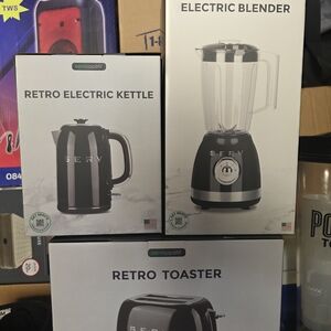 Black Retro Electric Kitchen Appliance Set
